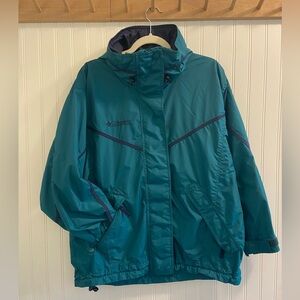 Vintage Y2K 90’s Columbia Logan’s Pass Winter Shell Jacket Coat Teal Hood Medium